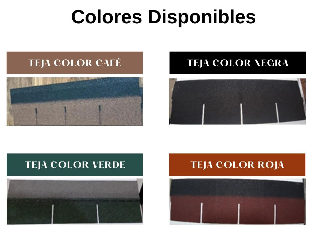 Colores Tejas disponibles